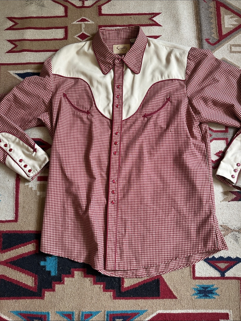 Scully Western Wear Arrow Stitch Checkered Pearl Snap XL
